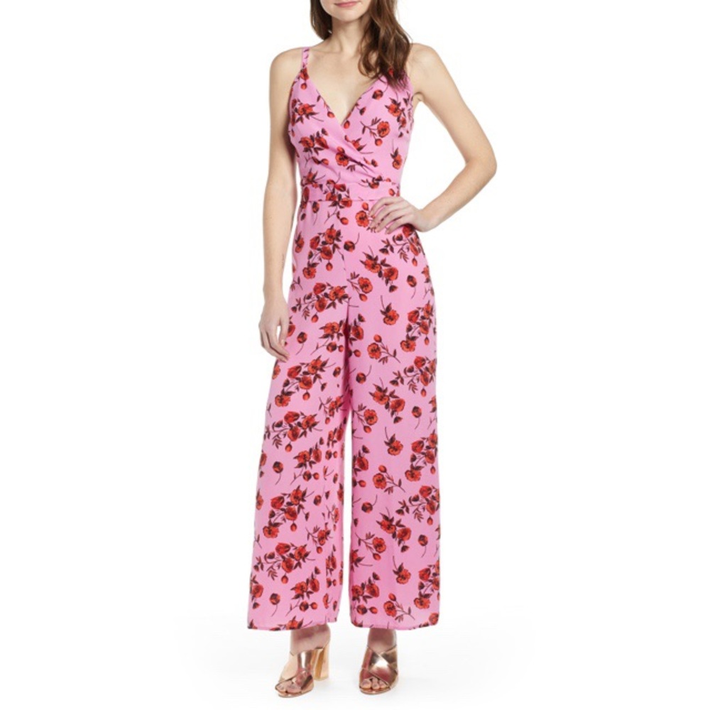 All in Favor Pink Floral jumpsuit!